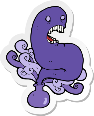 Şişedeki cadılar bayramı hayaletinin bir insan tarafından çizilmiş çıkartması.