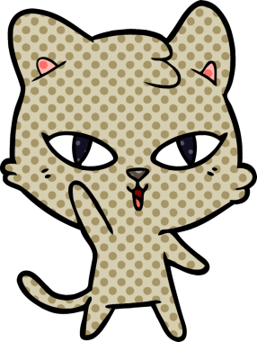 Bir insan tarafından çizilmiş çizgi film kedisi.