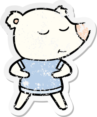 Bir insan tarafından çizilmiş mutlu bir kutup ayısının sıkıntılı çıkartması.