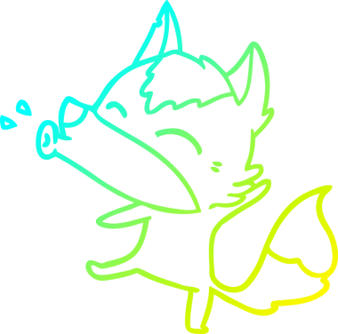 Bir insan tarafından çizilen uluyan kurt çizgi filminin soğuk gradyan çizimi