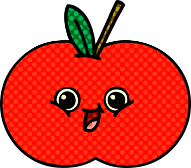 Bir insan tarafından çizilmiş kırmızı elma çizgi filmi.