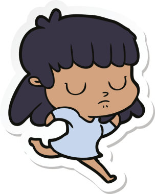 Bir insan tarafından çizilmiş ilgisiz bir kadının çizgi film çıkartması.