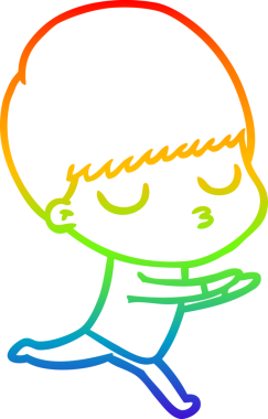 Gökkuşağı gradyan çizgi çizimi bir insan tarafından çizilmiş sakin bir çocuk