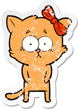 Bir insan tarafından çizilmiş karikatür bir kedinin sıkıntılı çıkartması.