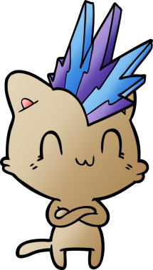 Bir insan tarafından çizilmiş mutlu kedi punk çizgi filmi.