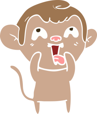 Bir insan tarafından çizilmiş düz renk çizgi film maymunu.