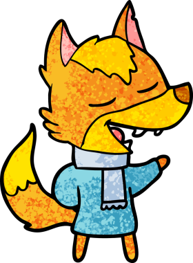 Bir insan tarafından çizilmiş tilki çizgi film karakteri