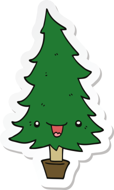 Bir insan tarafından çizilmiş şirin bir noel ağacının çıkartması.