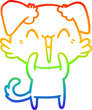 gökkuşağı gradyan çizimi bir insan tarafından çizilmiş mutlu küçük bir köpek çizgi filmi