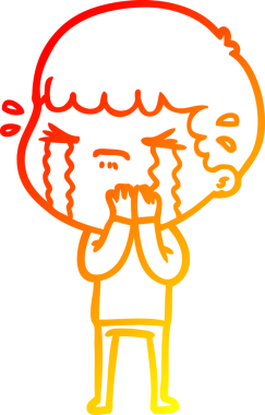 Bir insan tarafından çizilmiş ağlayan bir çizgi film karakteri çizimi.