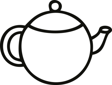 Bir insan tarafından çizilmiş kırmızı çaydanlık çizimi.