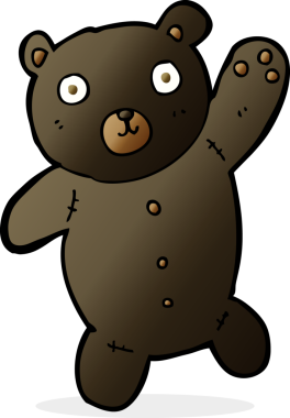 Bir insan tarafından çizilmiş sevimli siyah oyuncak ayı.