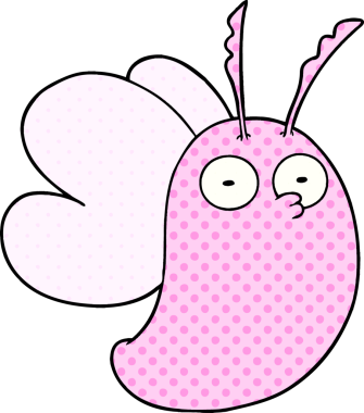 Bir insan tarafından çizilmiş komik bir kelebek.