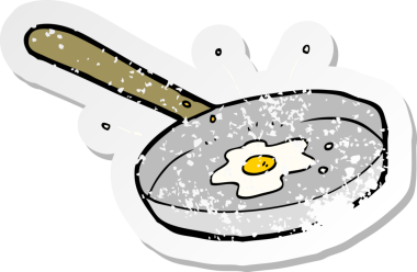 İnsan tarafından çizilmiş bir yumurta karikatürünün sıkıntılı retro yapıştırması.