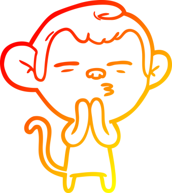 Bir insan tarafından çizilmiş şüpheli bir maymunun sıcak çizgi çizimi