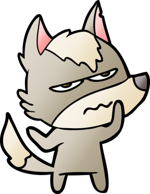 Bir insan tarafından çizilmiş rahatsız kurt çizgi filmi.