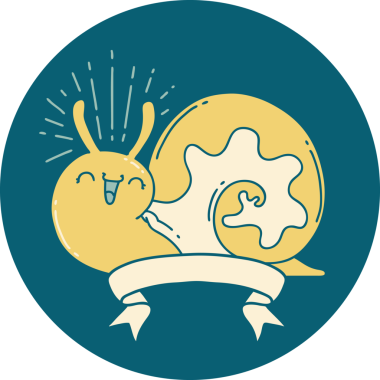 Bir insan tarafından çizilmiş mutlu salyangoz dövmesi ikonu