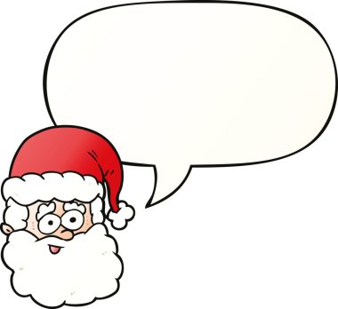 bir insan tarafından çizilmiş düzgün gradyan tarzda konuşma baloncuğu olan noel baba çizgi filmi