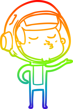 gökkuşağı gradyan çizimi bir çizgi insan tarafından çizilmiş kendinden emin astronot