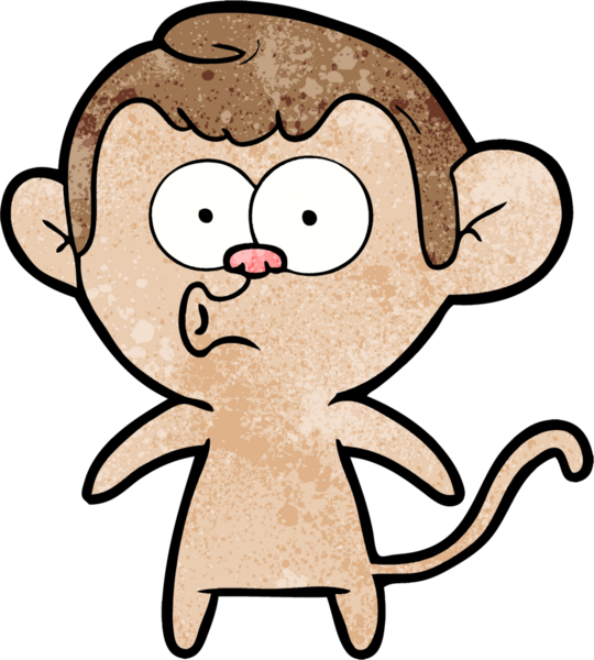 Bir insan tarafından çizilmiş korna çalan maymun.