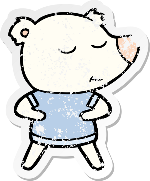 Bir insan tarafından çizilmiş mutlu bir kutup ayısının sıkıntılı çıkartması.