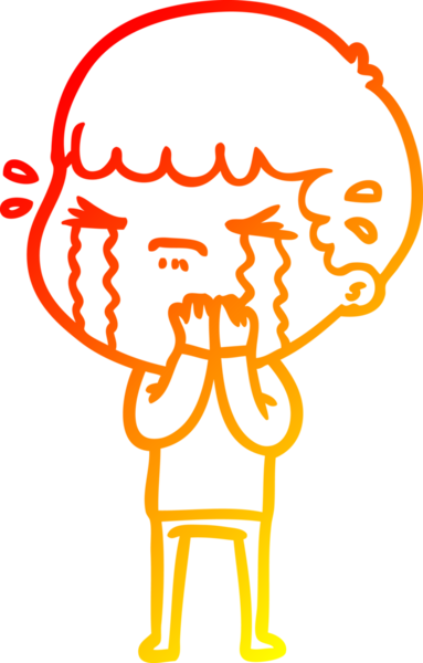 Bir insan tarafından çizilmiş ağlayan bir çizgi film karakteri çizimi.