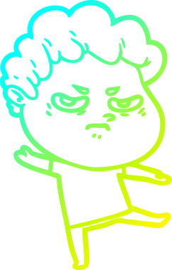 Bir insan tarafından çizilmiş kızgın bir adamın soğuk çizgi çizimi.