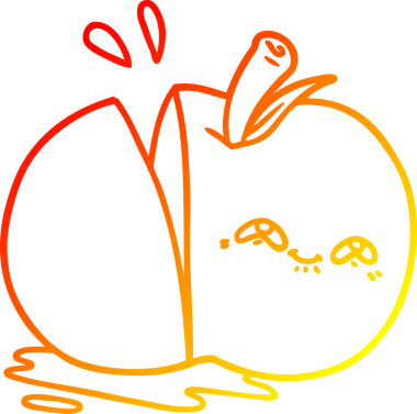 Bir insan tarafından çizilmiş elma karikatürünün sıcak gradyan çizimi