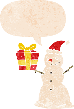 Kardan adam, konuşma baloncuğuyla birlikte Grunge 'da sıkıntılı eski moda bir insan tarafından çizilmiş.