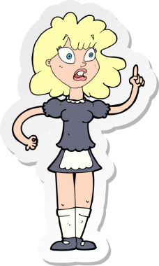 Bir insan tarafından çizilmiş endişeli bir hizmetçinin çıkartması.