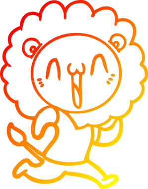 Bir insan tarafından çizilmiş mutlu çizgi film aslanının sıcak çizgi çizimi