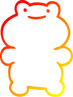 Bir insan tarafından çizilmiş bir kurbağanın sıcak çizgi çizimi