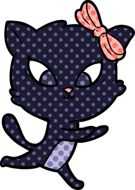 Bir insan tarafından çizilmiş çizgi film kedisi.