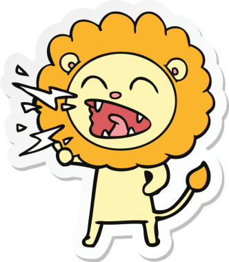 Bir insan tarafından çizilmiş kükreyen aslanın çıkartması.