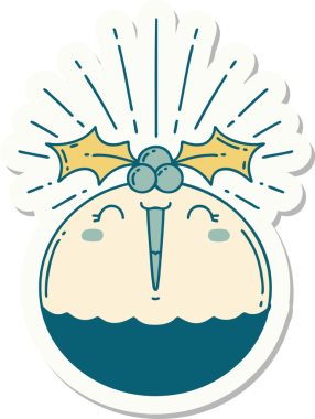 Bir insan tarafından çizilmiş bir dövme stili noel pudingi.