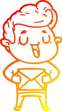 Bir insan tarafından çizilmiş mutlu bir çizgi film karakteri çizimi.