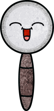 Bir insan tarafından çizilmiş bir büyüteçin retro grunge desen karikatürü