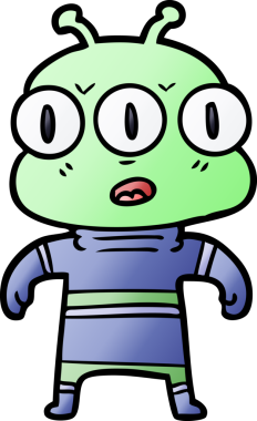 Bir insan tarafından çizilmiş üç gözlü uzaylı çizgi filmi.