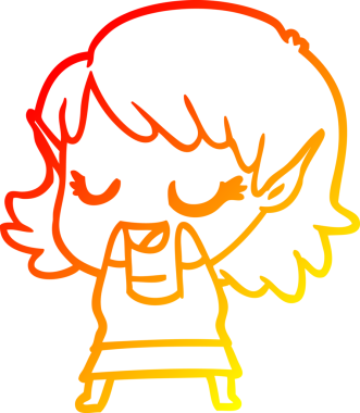 Bir insan tarafından çizilmiş mutlu bir elf kızı çizimi.