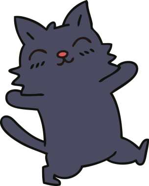 Bir insan tarafından çizilmiş garip çizgi film kedisi.