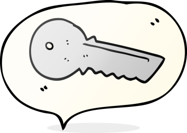 Bir insan tarafından çizilmiş serbest konuşma balonu çizgi film kapı anahtarı