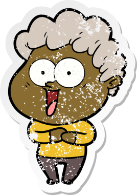 Bir insan tarafından çizilmiş mutlu bir adamın sıkıntılı çıkartması.