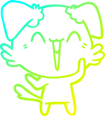 Bir insan tarafından çizilmiş küçük mutlu bir köpek çizgi filmi.