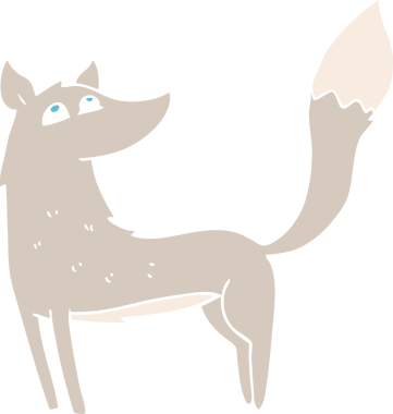 Bir insan tarafından çizilmiş kurdun düz renk çizimi