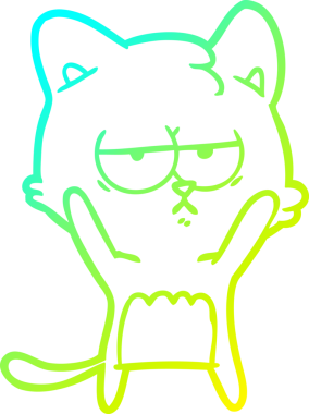 Sıkılmış çizgi film kedisinin insan tarafından çizilmiş soğuk gradyan çizgisi