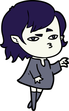 Bir insan tarafından çizilmiş vampir kız çizgi filmi.