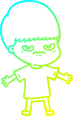 Bir insan tarafından çizilmiş soğuk gradyan çizgi film karakteri.