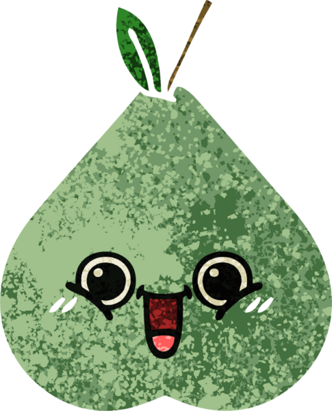 Bir insan tarafından çizilmiş yeşil bir armutun retro çizim tarzı karikatürü