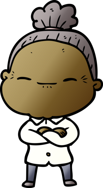 Bir insan tarafından çizilmiş barışçıl yaşlı bir kadın.