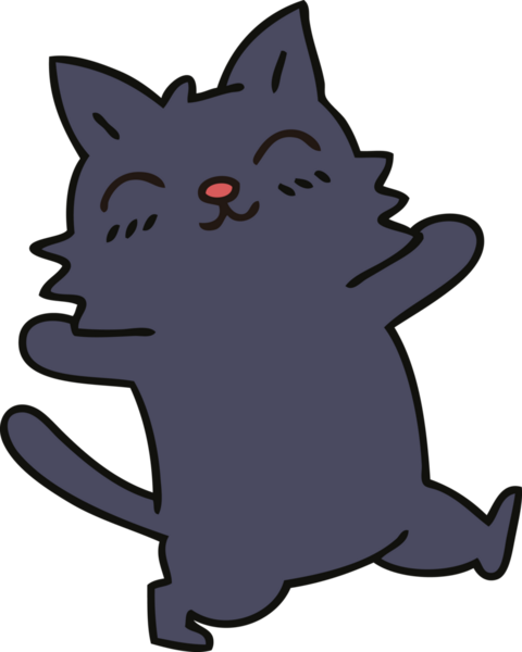 Bir insan tarafından çizilmiş garip çizgi film kedisi.